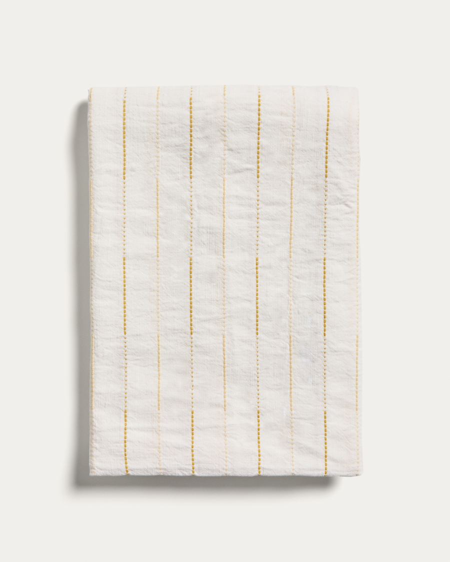 Anila yellow cotton jacquard tablecloth 170 x 170cm