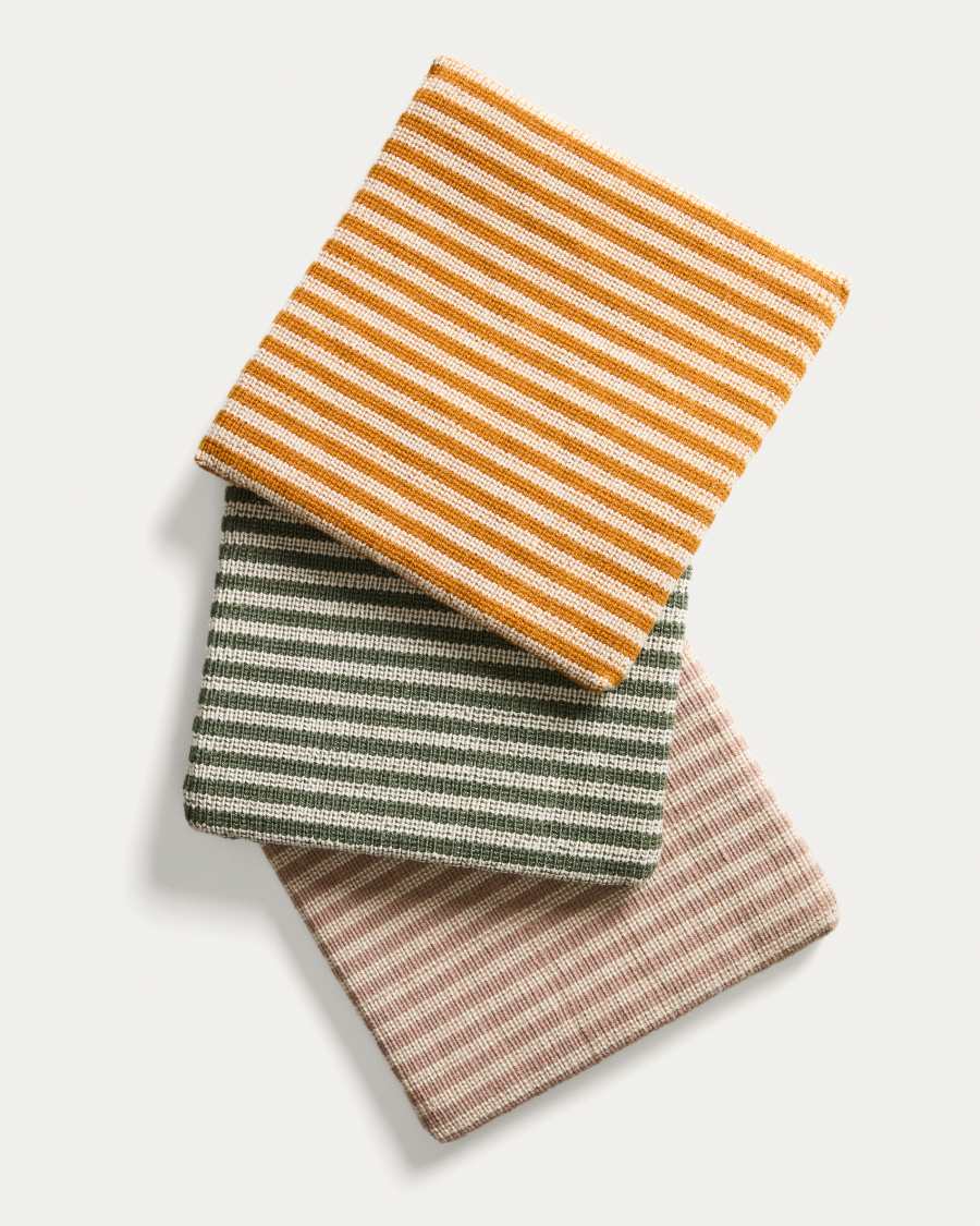 Dirome orange striped 100% PET cushion cover 40 x 40cm