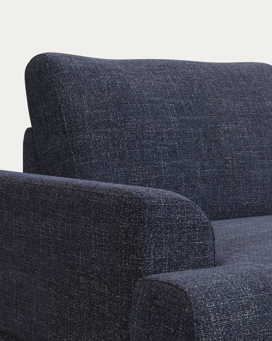 Karin 2-seater sofa dark blue with solid beech wood legs with natural finish, 210 cm
