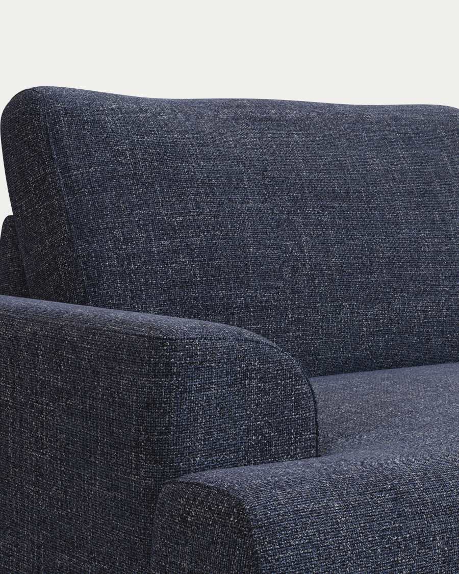 Karin 3-seater sofa dark blue with solid beech wood legs with natural finish, 231 cm
