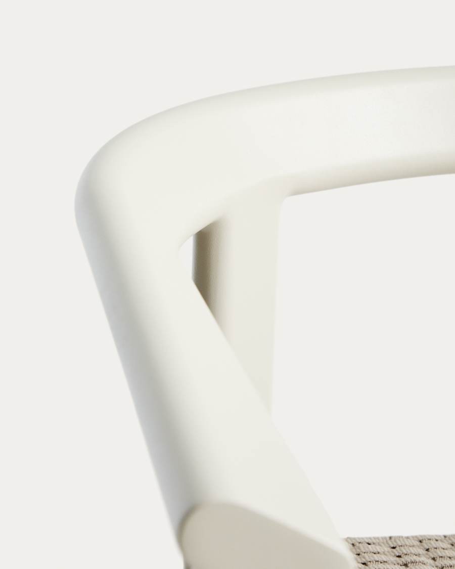 Erice stool in aluminium and ecru rope cord 75cm