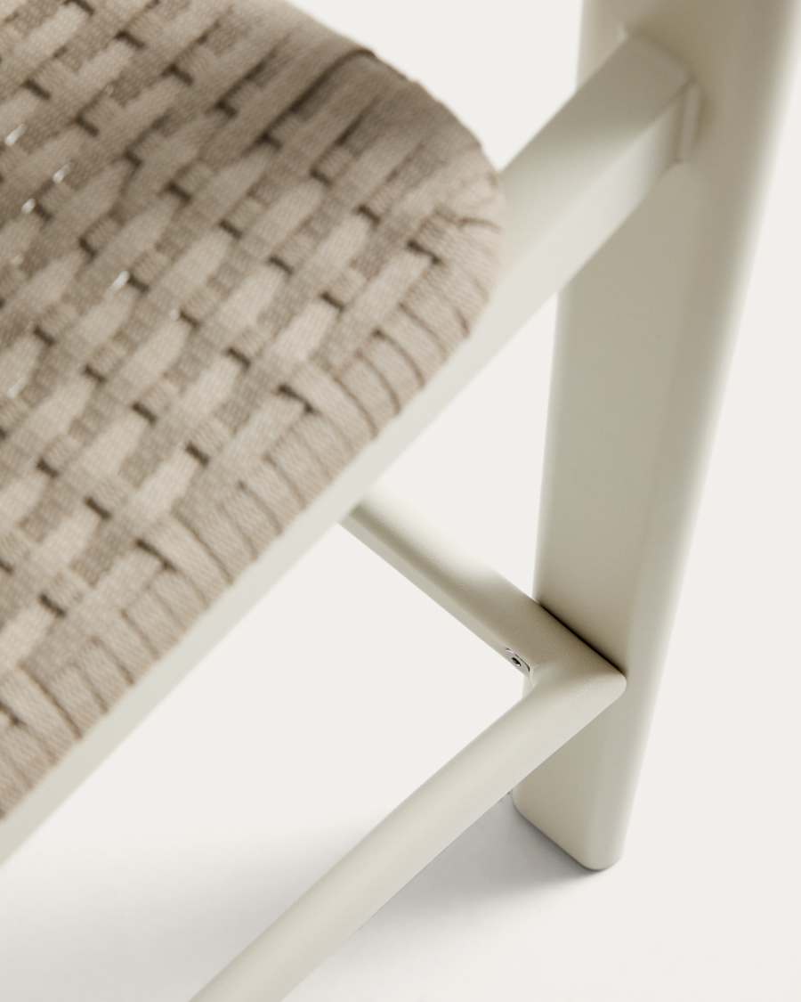 Erice stool in aluminium and ecru rope cord 75cm