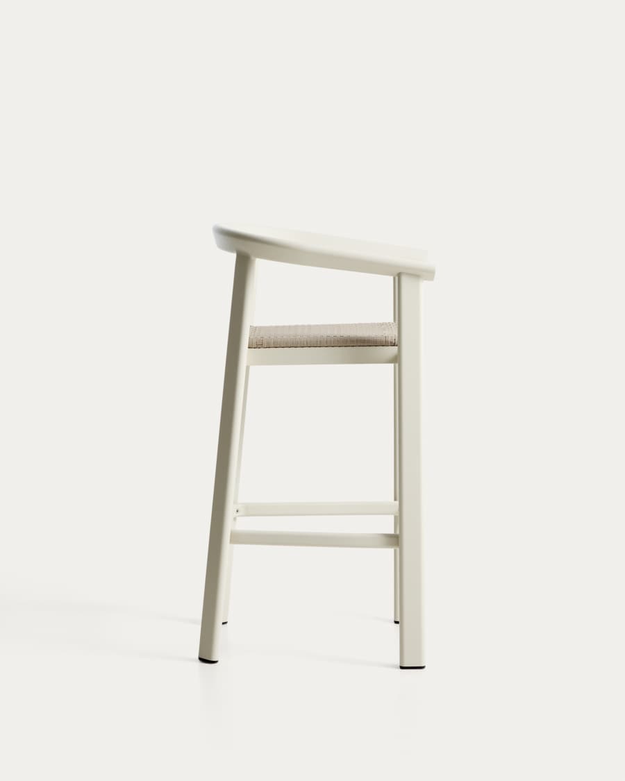 Erice stool in aluminium and ecru rope cord 75cm