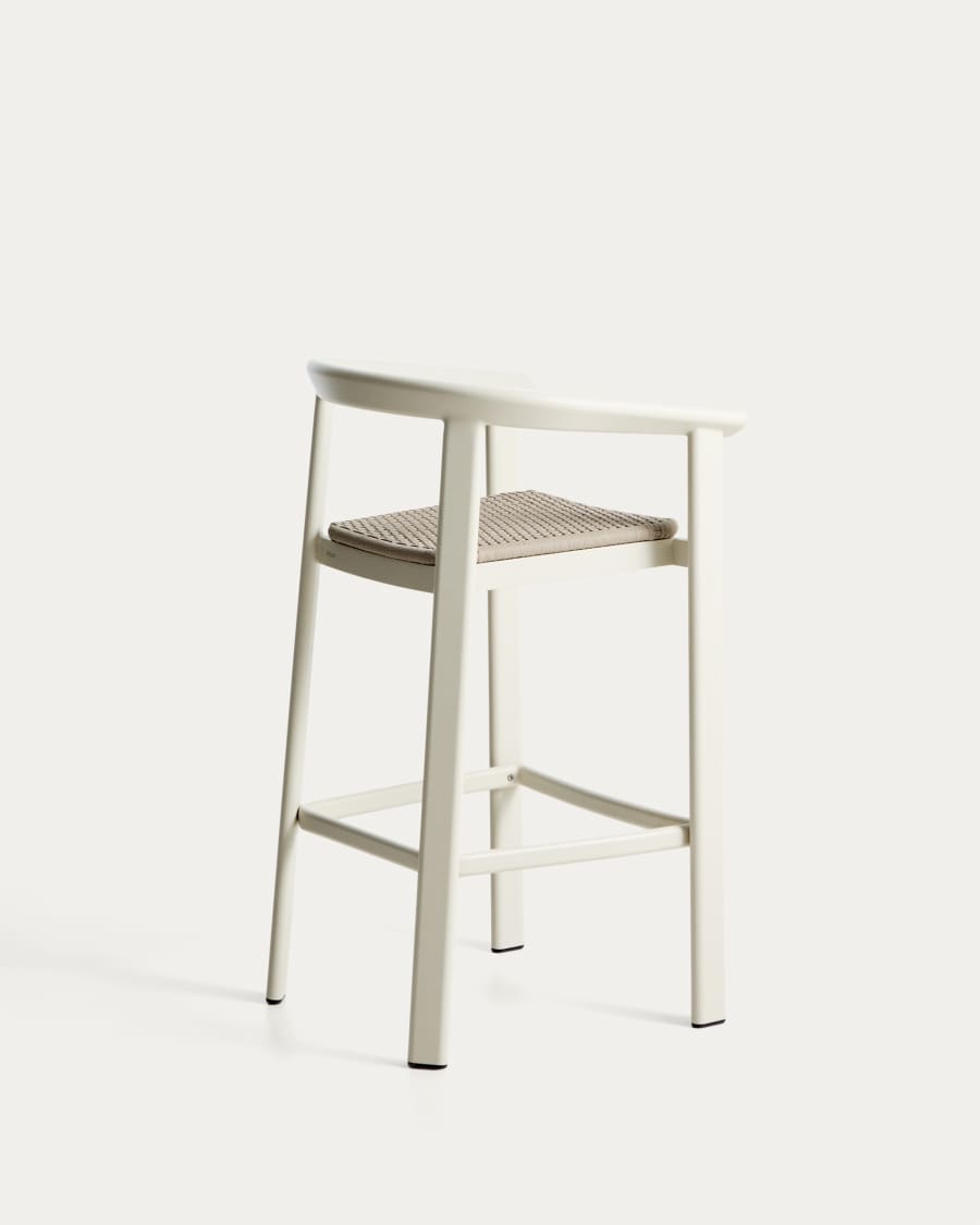 Erice stool in aluminium and ecru rope cord 75cm