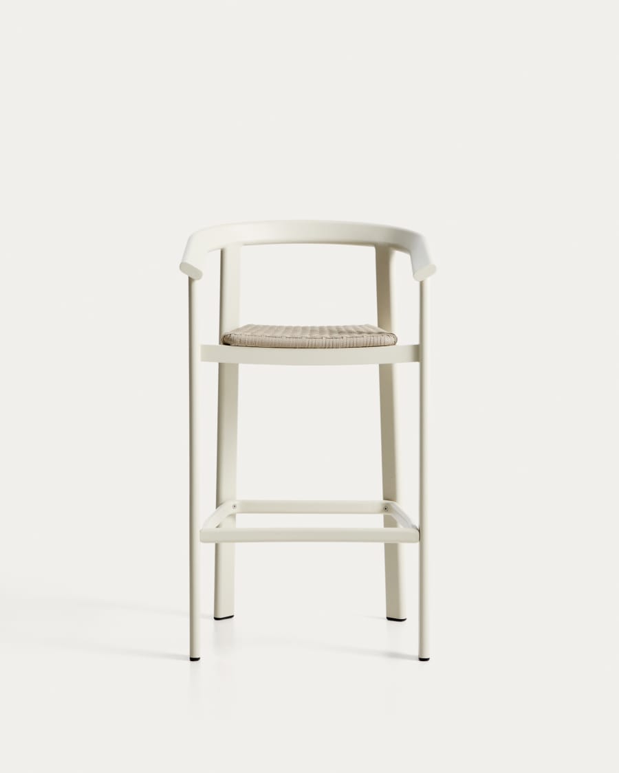 Erice stool in aluminium and ecru rope cord 75cm