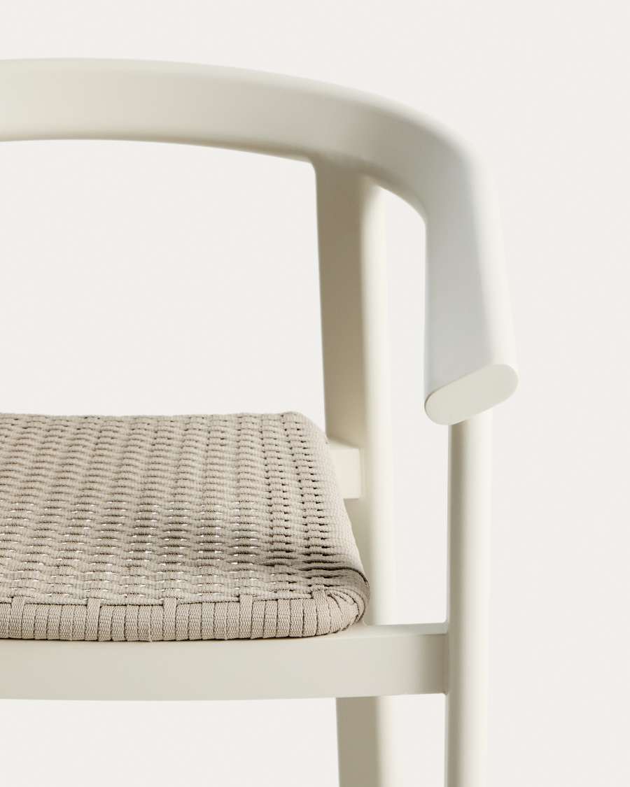 Erice stool in aluminium and ecru rope cord 75cm