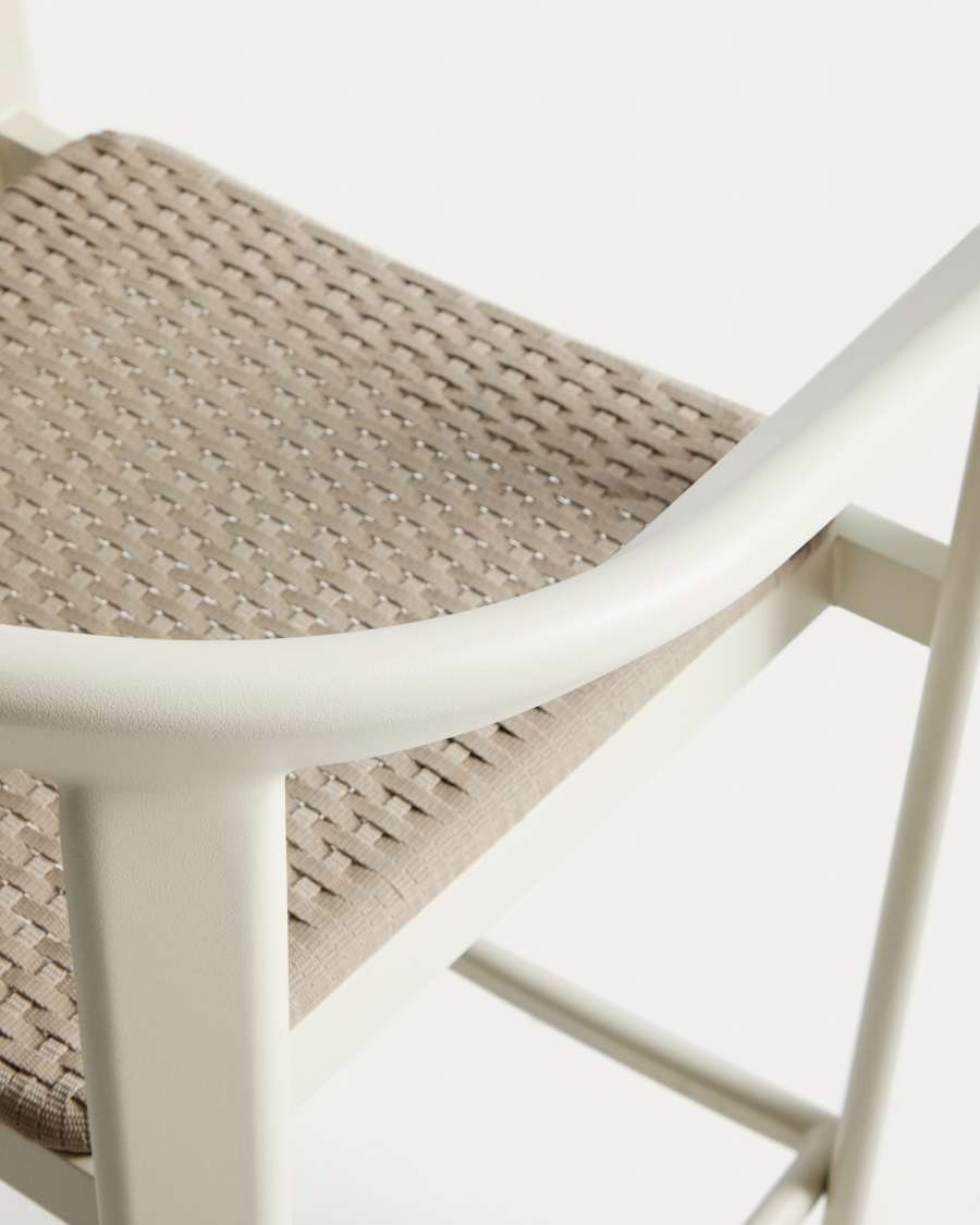 Erice stool in aluminium and ecru rope cord 75cm