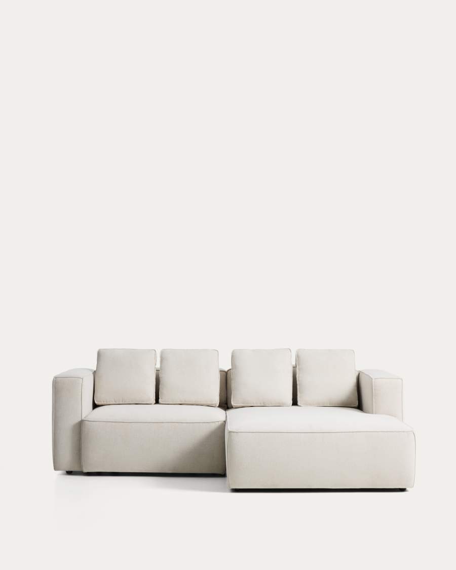 Marela beige chenille 3-seater sofa bed with right chaise longue 236cm FSC Mix Credit