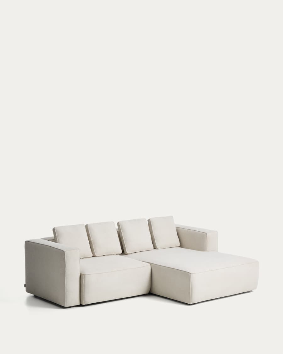 Marela beige chenille 3-seater sofa bed with right chaise longue 236cm FSC Mix Credit