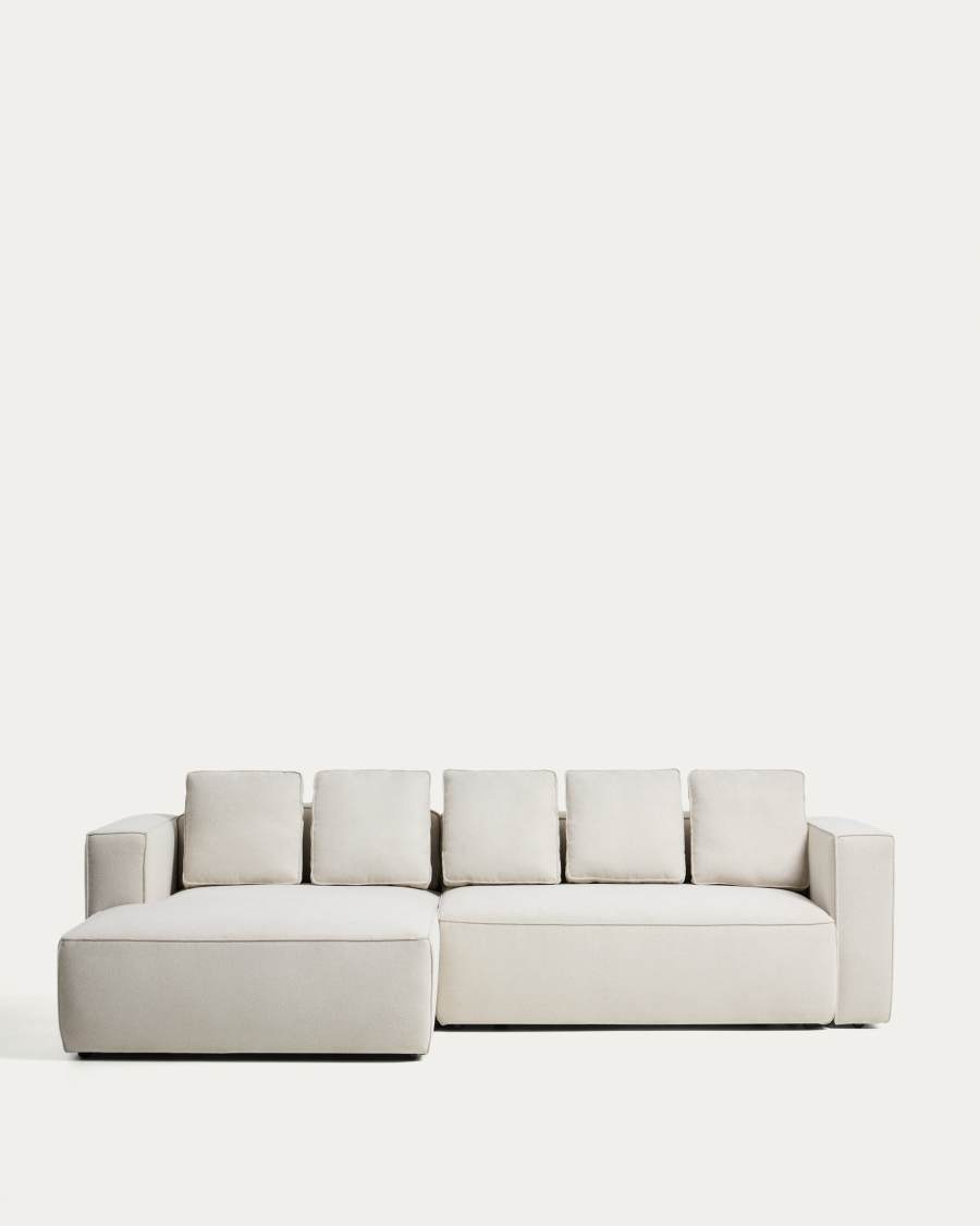 Marela beige chenille 3-seater sofa bed with left chaise longue 276cm FSC Mix Credit