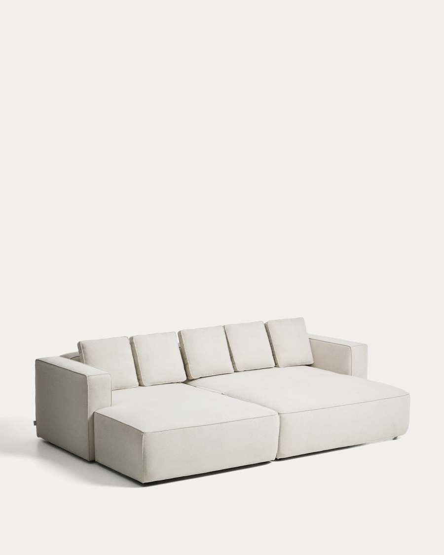 Marela beige chenille 3-seater sofa bed with left chaise longue 276cm FSC Mix Credit