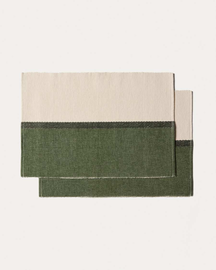 Tari set of 2 green 100% cotton placemats 35 x 50 cm