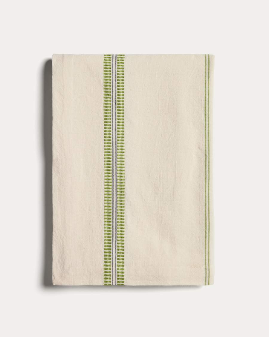 Todila green striped 100% cotton tablecloth 170 x 170cm