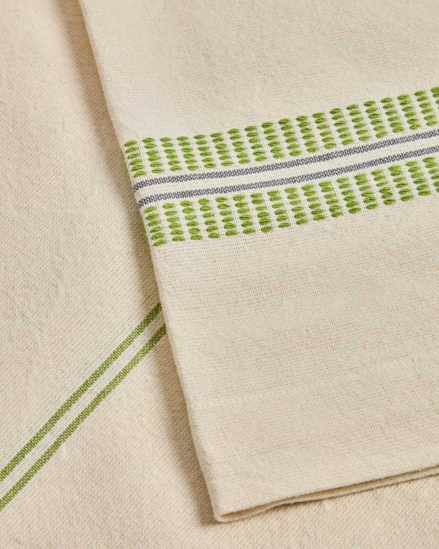 Todila green striped 100% cotton tablecloth 170 x 170cm