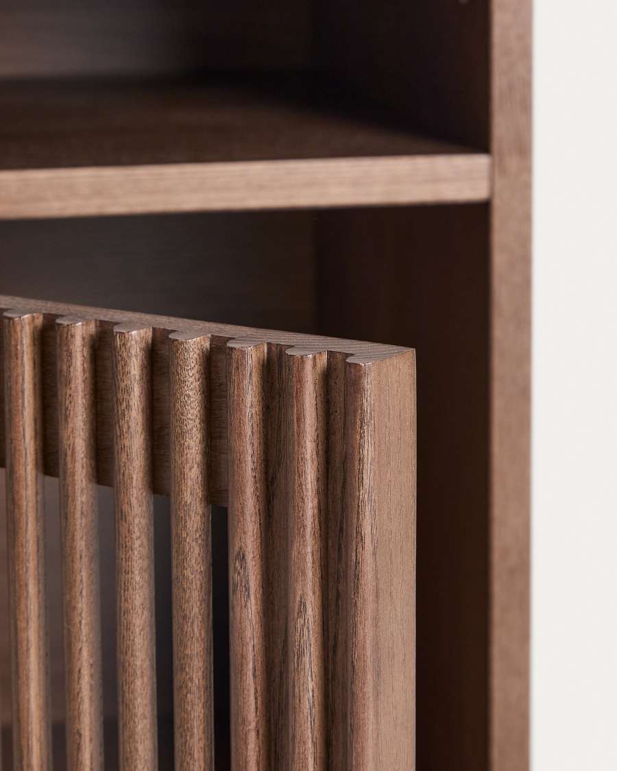 Beyla bedside table in ash veneer and solid ash wood with walnut finish 53 x 62.5cm FSC 100%