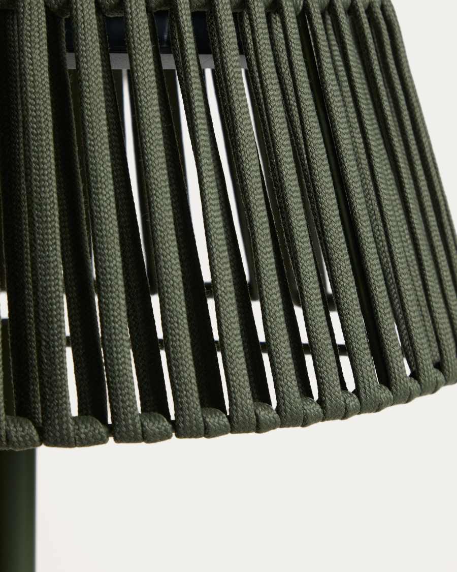 Aldet outdoor solar floor lamp in green flat rope cord with metal base Ø46cm