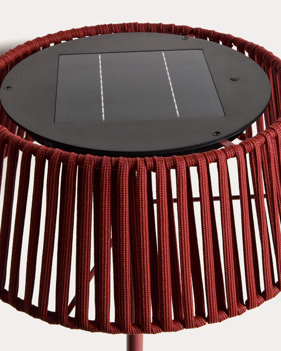 Aldet outdoor solar floor lamp in terracotta flat rope cord with metal stand Ø46cm