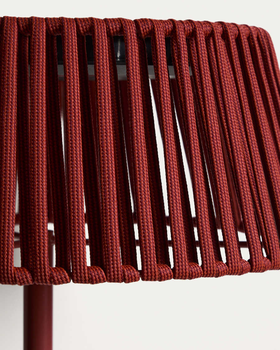 Aldet outdoor solar floor lamp in terracotta flat rope cord with metal stand Ø46cm