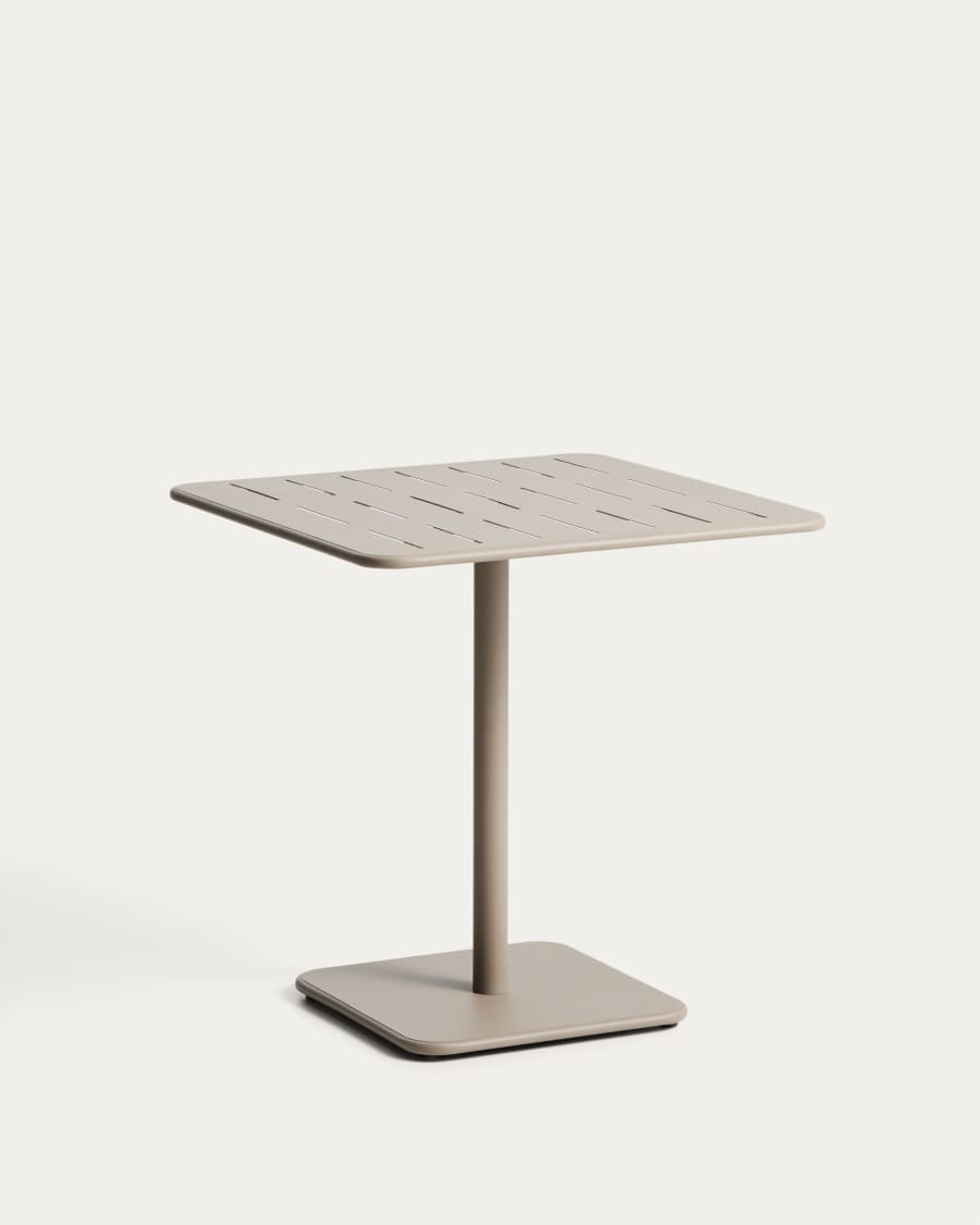 Brai outdoor table in taupe galvanised steel 70 x 70cm