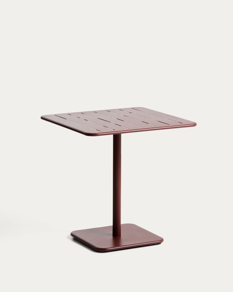 Brai outdoor table in burgundy galvanised steel 70 x 70cm