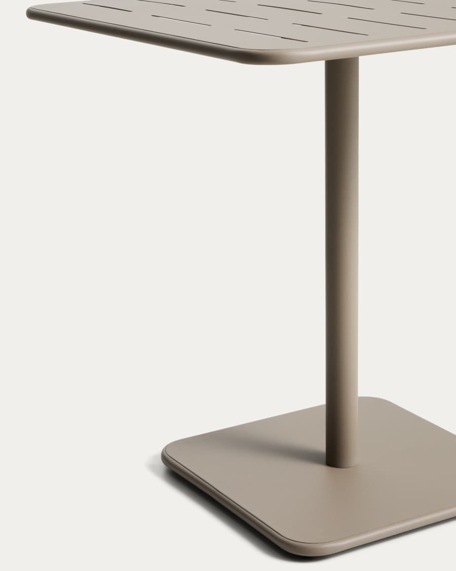 Brai outdoor table in taupe galvanised steel 70 x 70cm