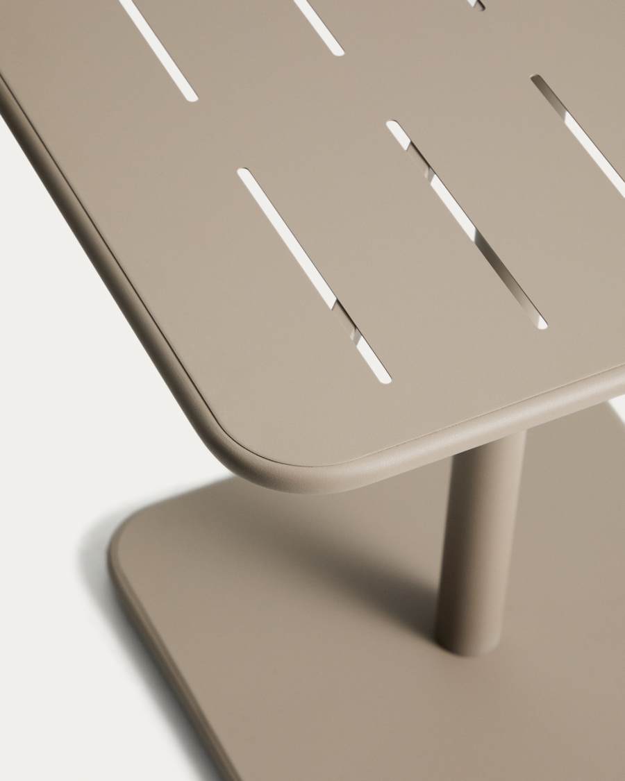 Brai outdoor table in taupe galvanised steel 70 x 70cm