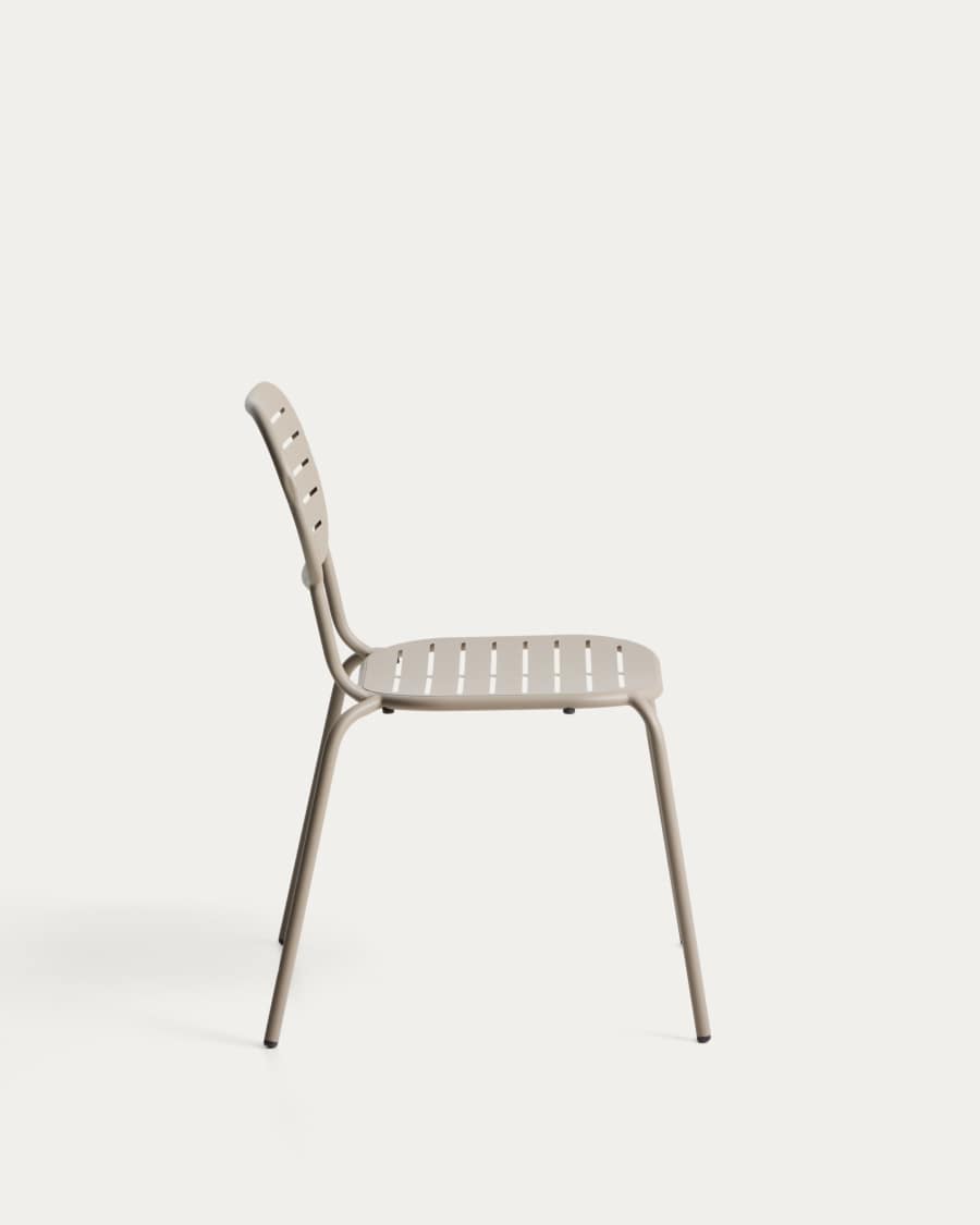 Brai outdoor stackable chair in taupe galvanised steel