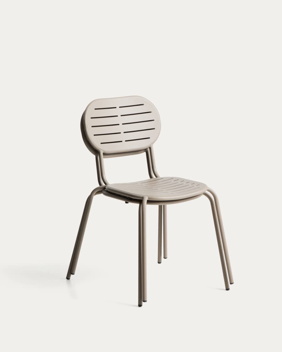 Brai outdoor stackable chair in taupe galvanised steel