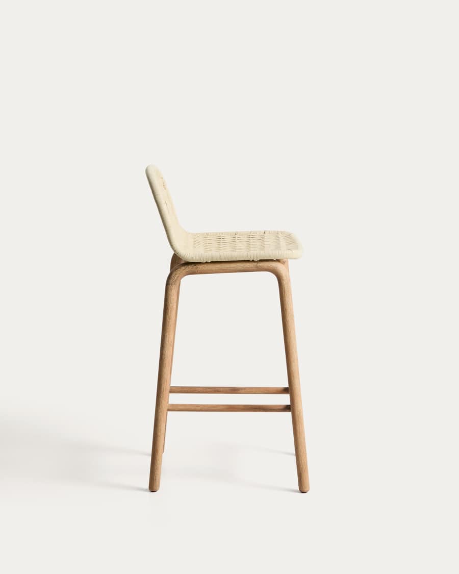 Alipa stool in FSC 100% solid acacia wood and ecru rope cord 75 cm