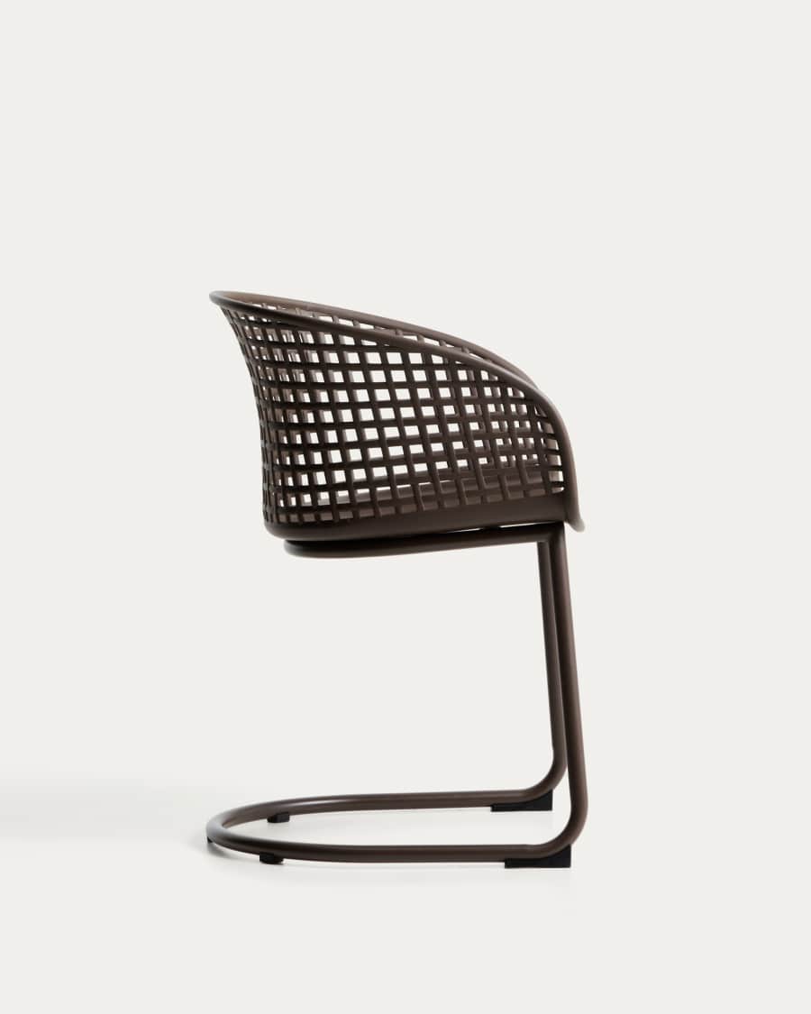 Tenaro brown plastic outdoor chair with steel structure