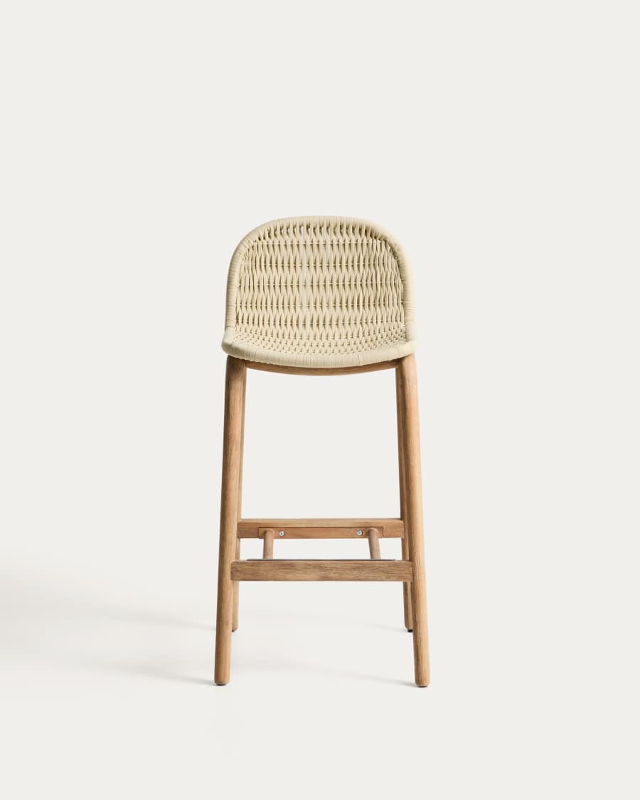 Alipa stool in FSC 100% solid acacia wood and ecru rope cord 75 cm