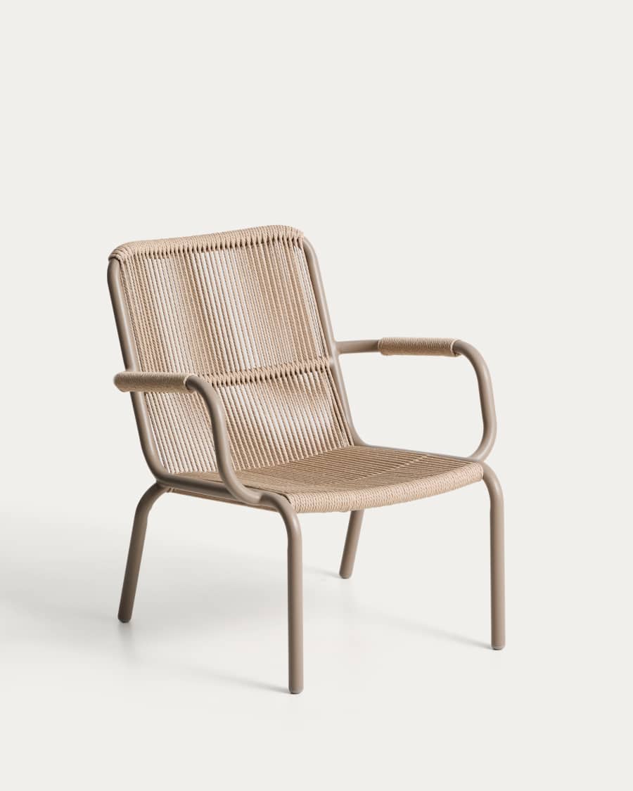 Salis armchair in ecru aluminium and ecru synthetic rope cord