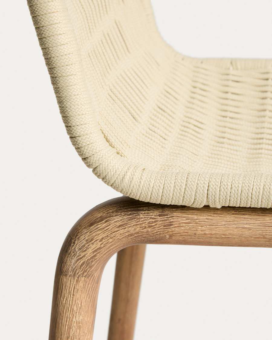 Alipa stool in FSC 100% solid acacia wood and ecru rope cord 75 cm