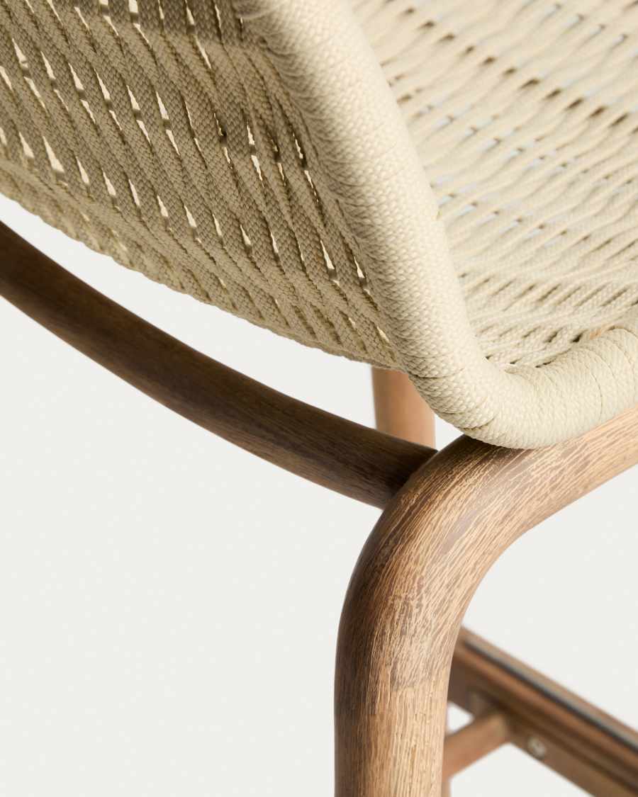 Alipa stool in FSC 100% solid acacia wood and ecru rope cord 75 cm