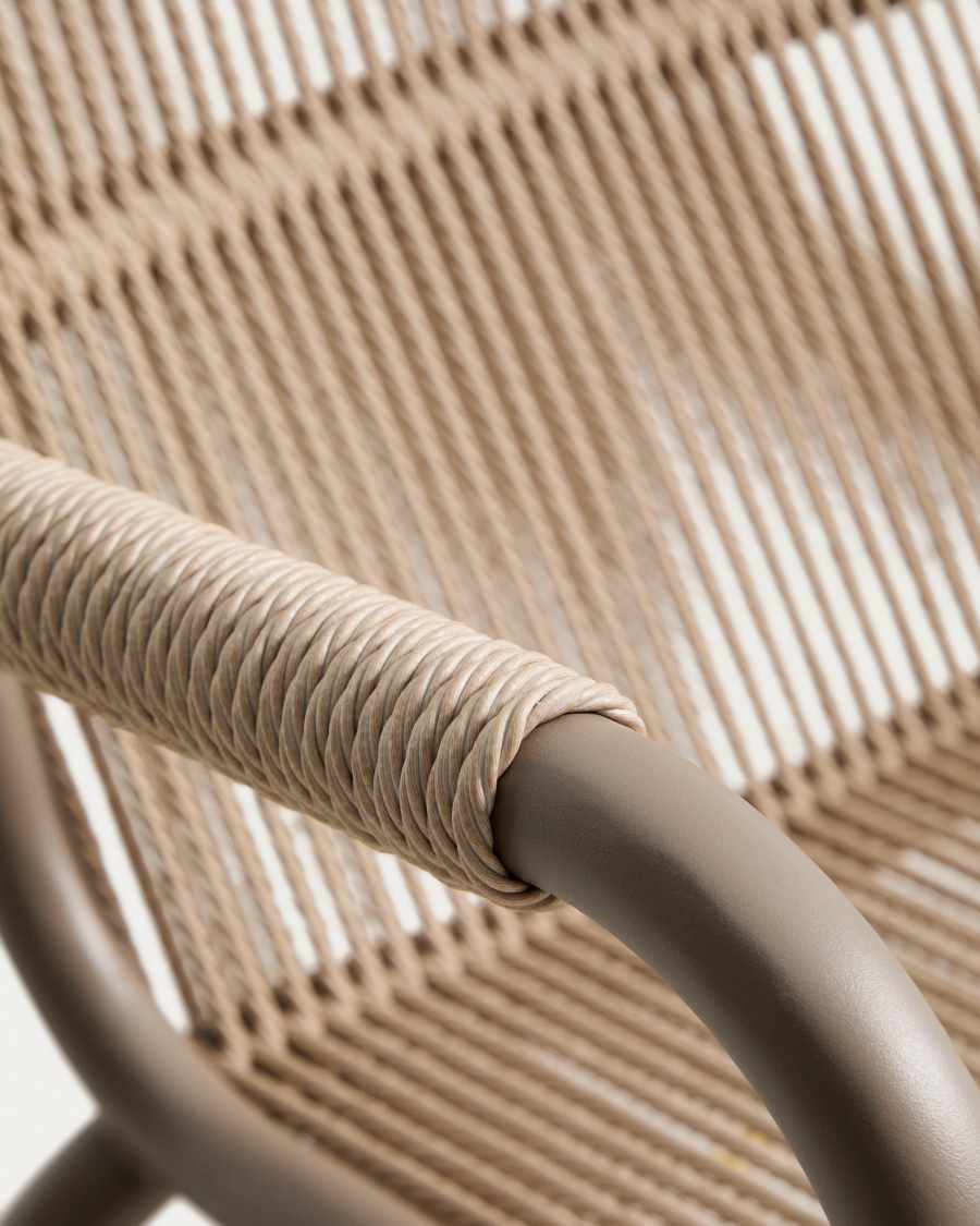 Salis armchair in ecru aluminium and ecru synthetic rope cord
