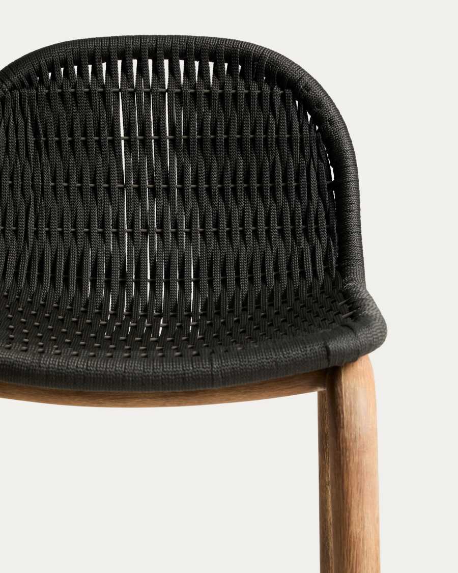 Alipa stool in FSC 100% solid acacia wood and dark grey rope cord 75 cm
