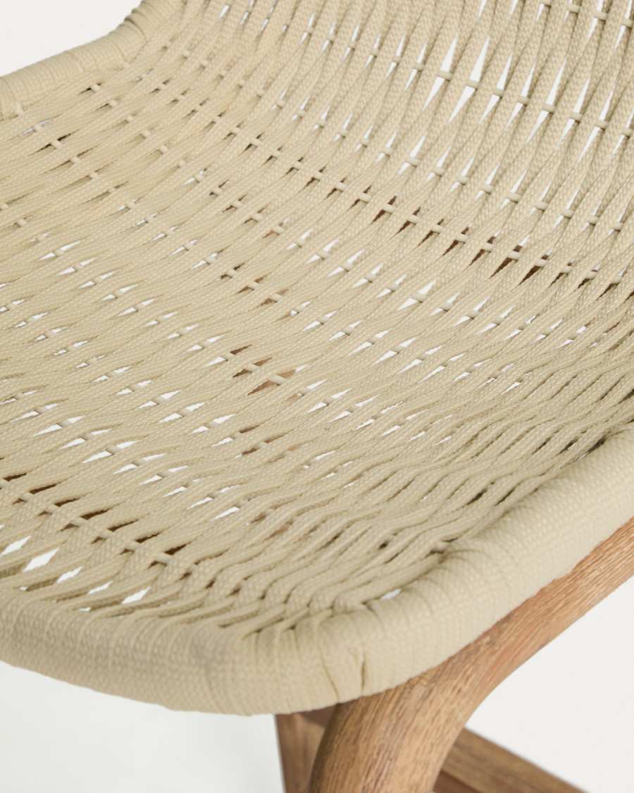 Alipa stool in FSC 100% solid acacia wood and ecru rope cord 75 cm