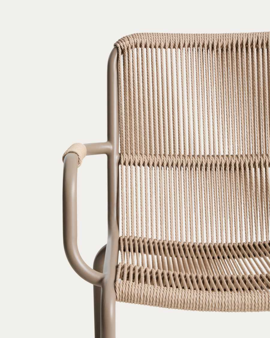 Salis armchair in ecru aluminium and ecru synthetic rope cord