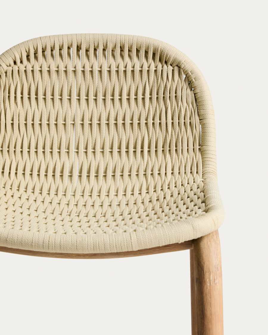 Alipa stool in FSC 100% solid acacia wood and ecru rope cord 75 cm