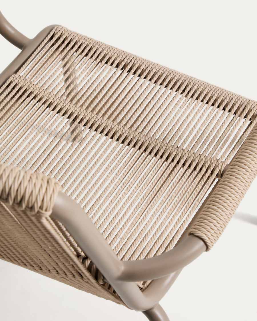 Salis armchair in ecru aluminium and ecru synthetic rope cord