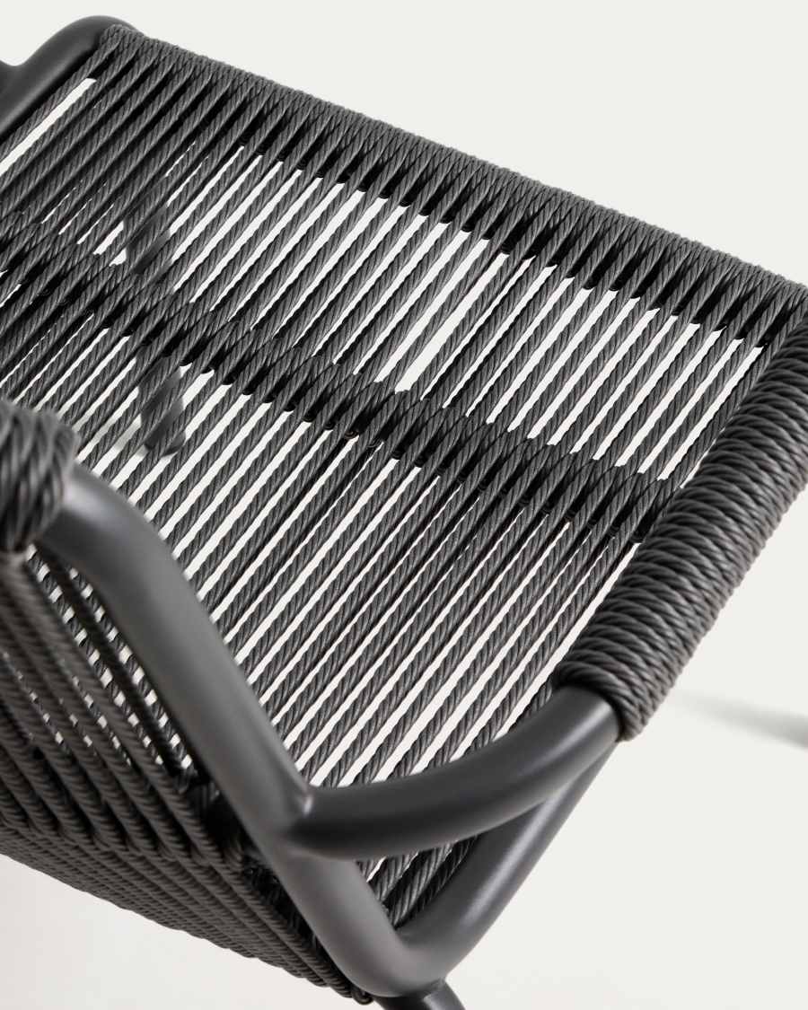 Butaca Salis d’alumini grafit i corda sintètica gris fosc