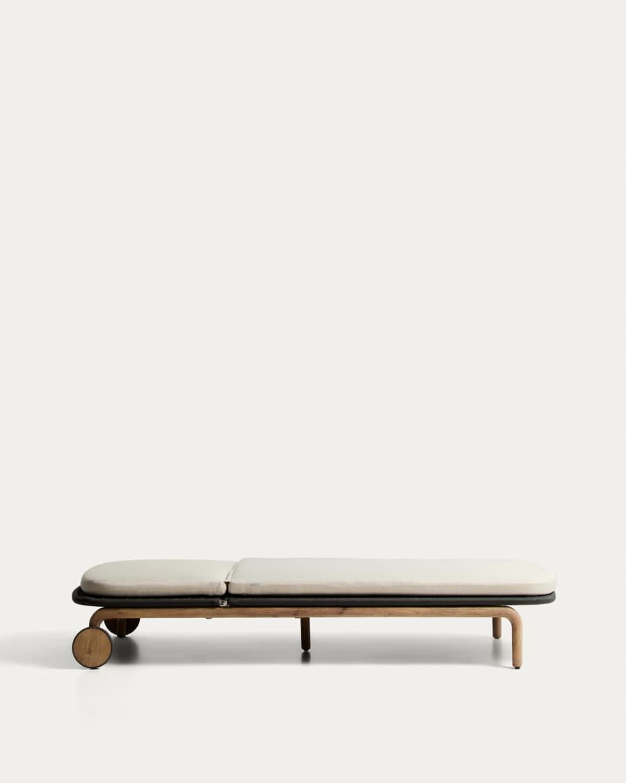 Alipa sun lounger in FSC 100% solid acacia wood and dark grey rope cord