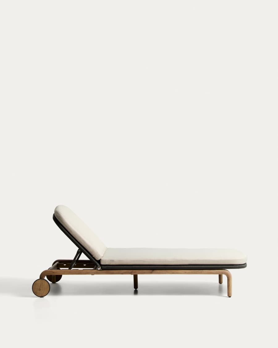 Alipa sun lounger in FSC 100% solid acacia wood and dark grey rope cord