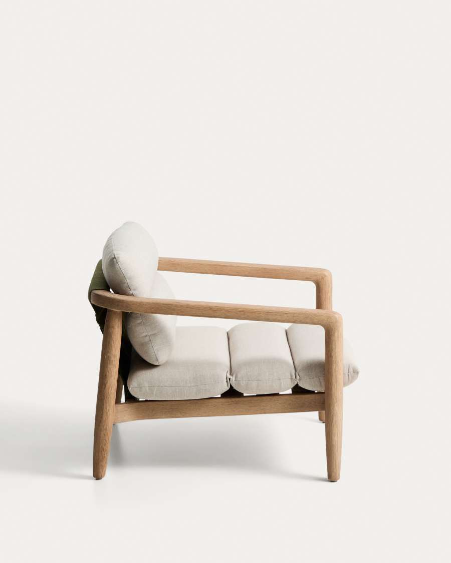 Menfi armchair in solid acacia wood and green rope cord