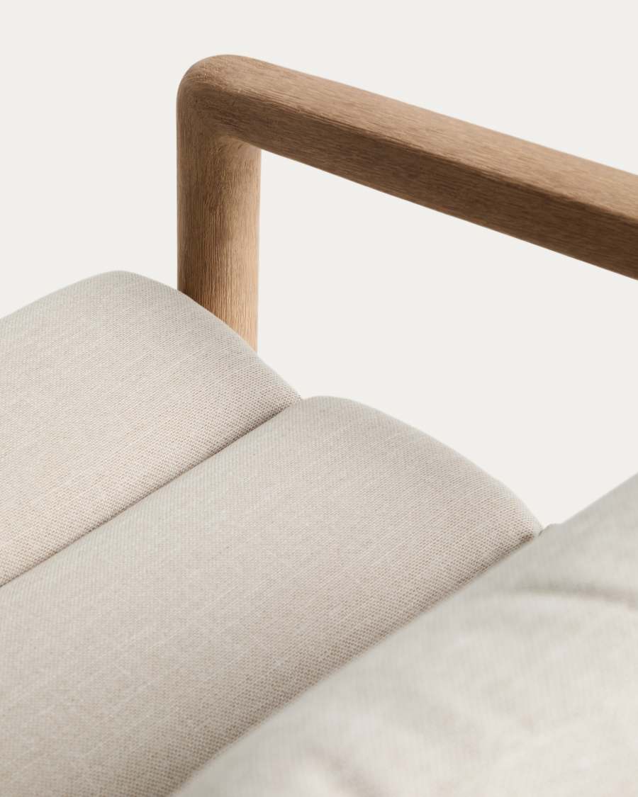 Menfi armchair in solid acacia wood and green rope cord