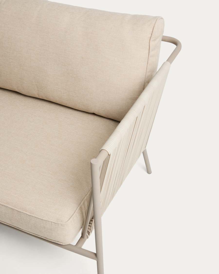 Canapé 2 places d’extérieur Zivia en corde écrue et acier galvanisé taupe 178 cm