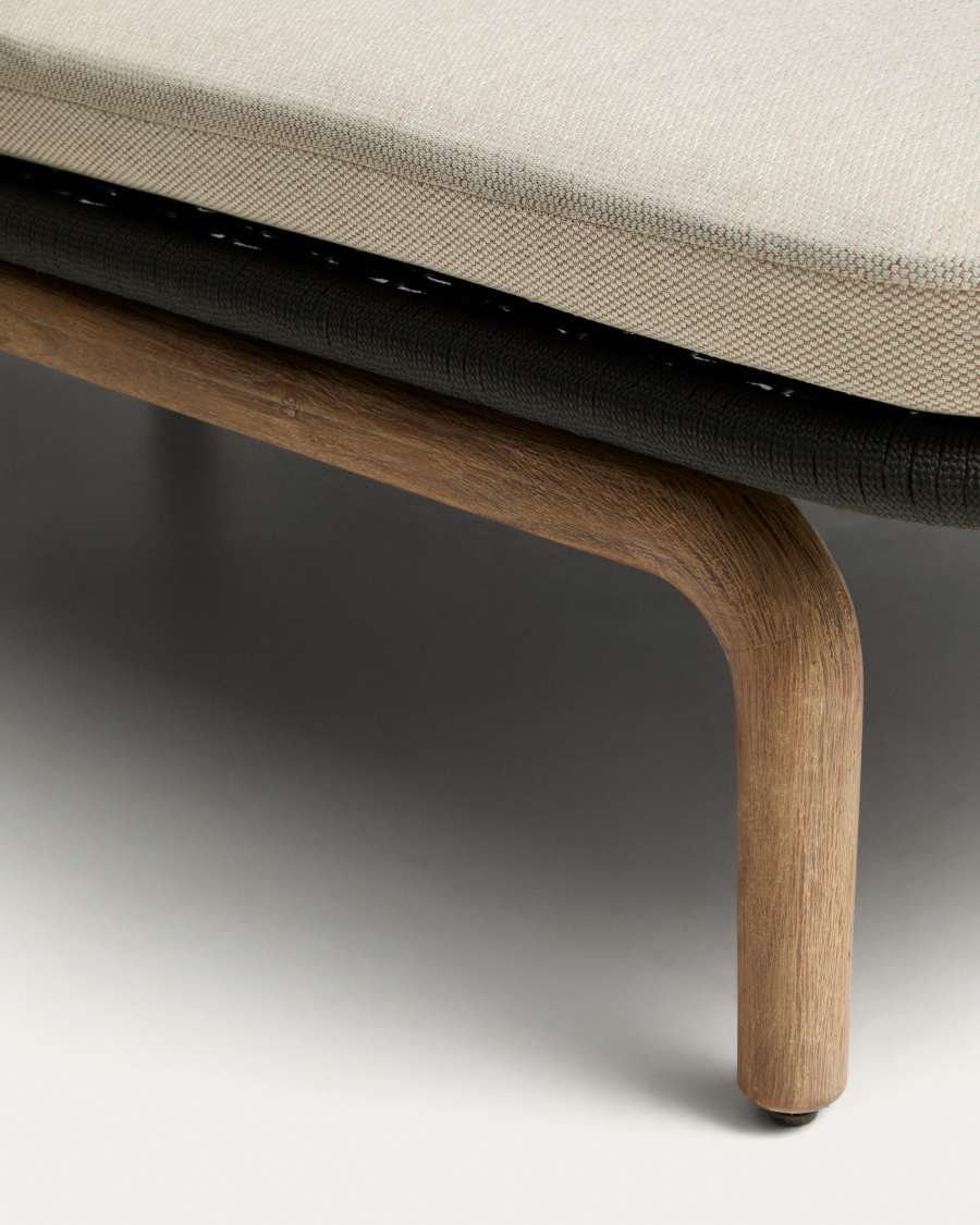 Alipa sun lounger in FSC 100% solid acacia wood and dark grey rope cord