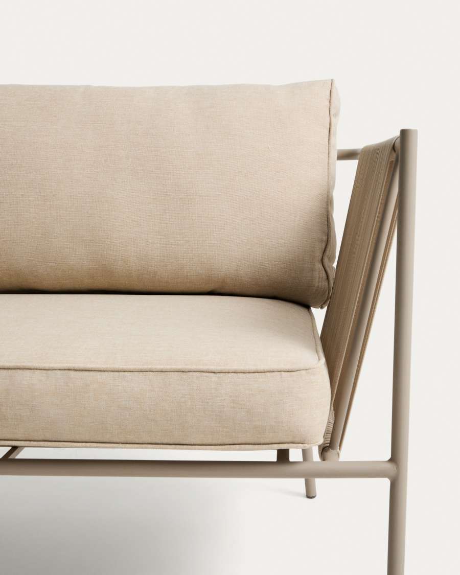 Canapé 2 places d’extérieur Zivia en corde écrue et acier galvanisé taupe 178 cm