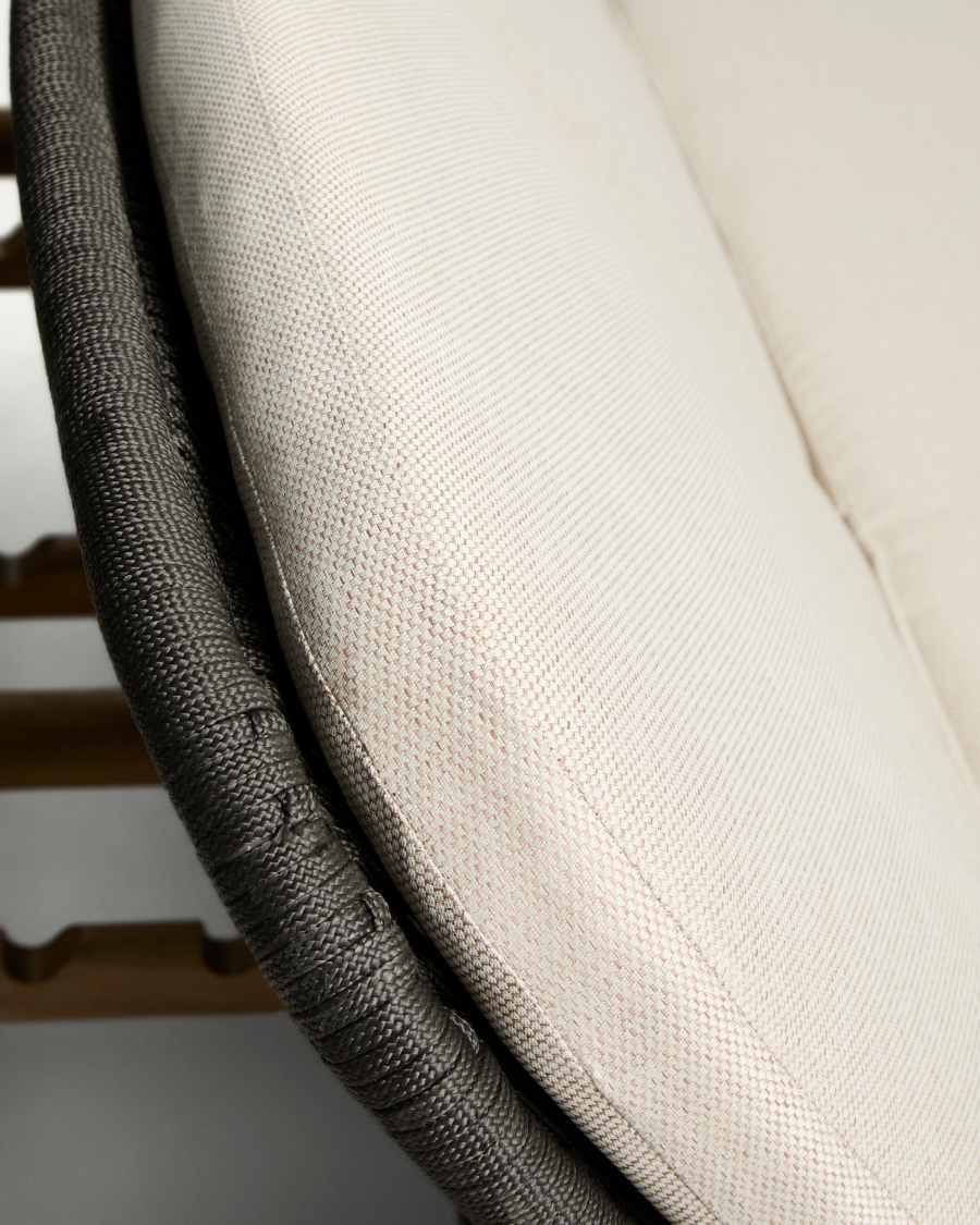 Alipa double sun lounger in FSC 100% solid acacia wood and dark grey rope cord