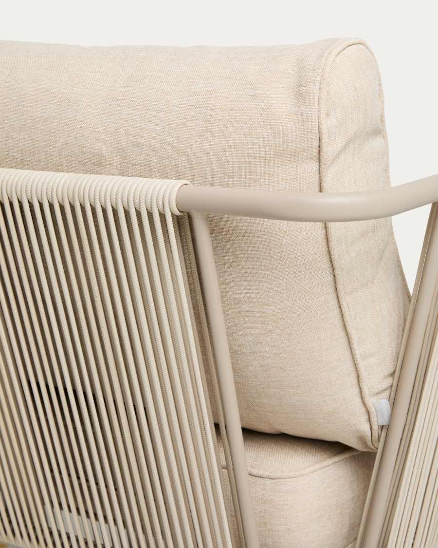 Canapé 2 places d’extérieur Zivia en corde écrue et acier galvanisé taupe 178 cm